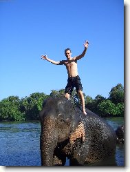 na slonici pi koupn slon v ece (Thajsko -Kanchanaburi )