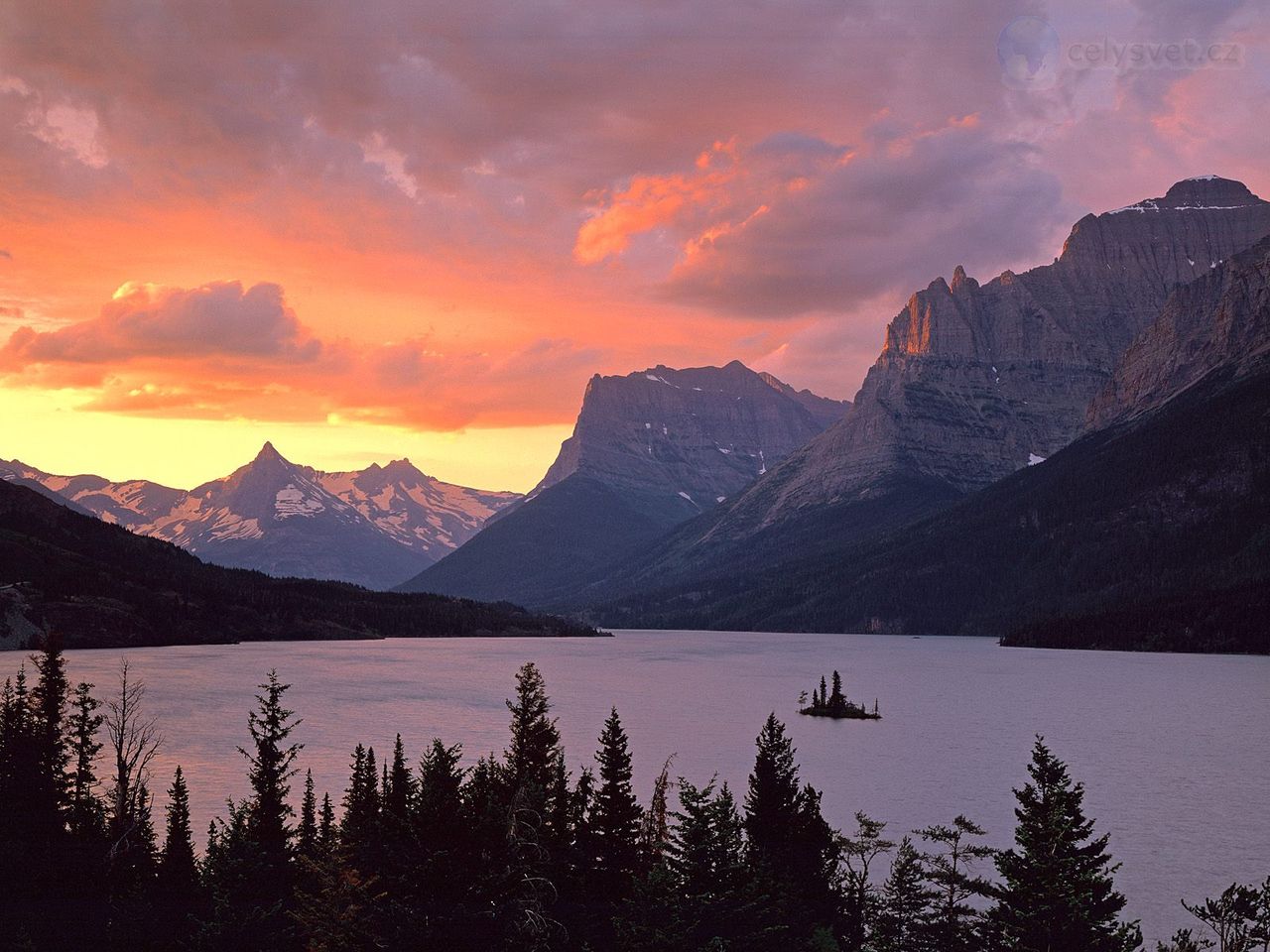 Foto: Sunset Falls Over St Mary Lake, Glacier National Park, Montana